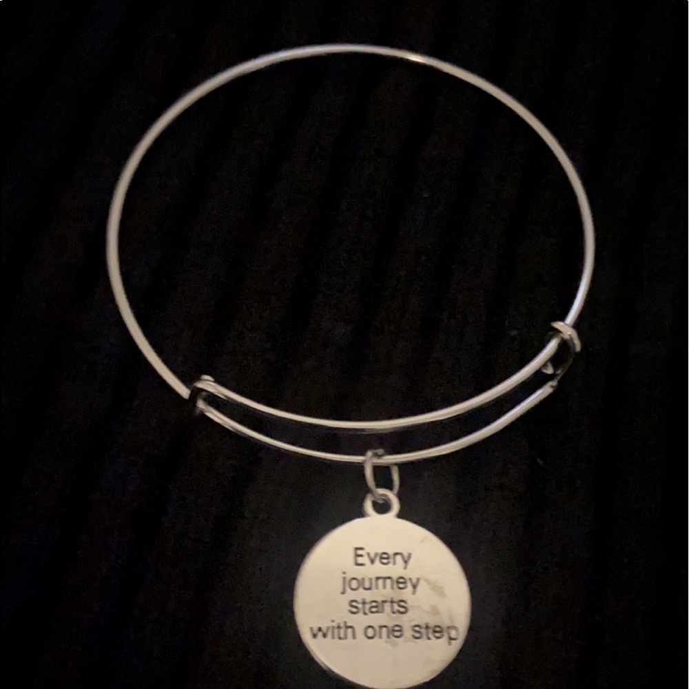 Silver Expandable Bracelet with Charm